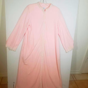 Vintage Chiha Robe Long Pink Union Label USA S M Pockets Granny Grandma